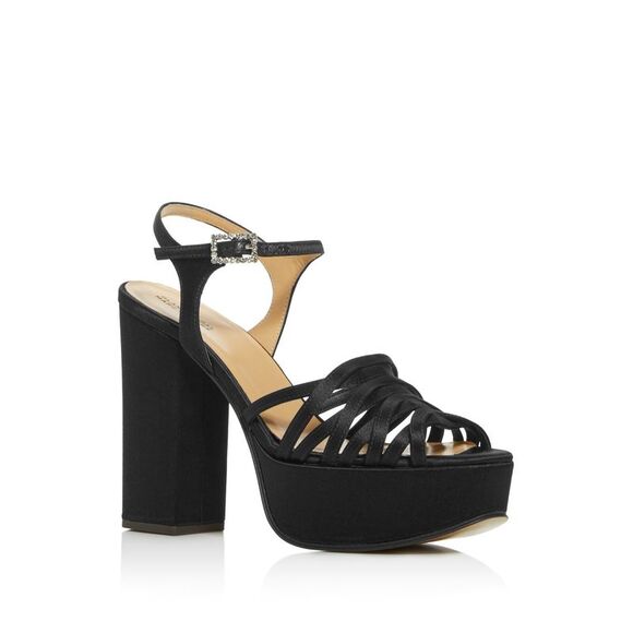 MARC JACOBS Womens Black 1-1/2" Platform The Gram Block Heel Heeled Sandal 39.5 - Picture 1 of 4